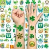 24 Sheets St. Patrick's Day Temporary Tattoos, Shamrock Green Leprechaun