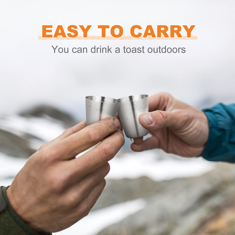 UPKOCH 4pcs Travel Stainless Steel Shot Glasses with Leather Carrying