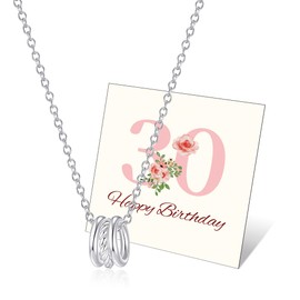 RANKEEF 30th 40th 50th 60th Birthday Gifts for Women 925 Sterling Silver Circle Necklace Birthday Gifts with Card Presents for Women Grandma Mun Wife Sister Jewelry