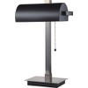 SH Lighting 31187SN-BK Banker Style Lamp with Pull Switch, Silver/Black