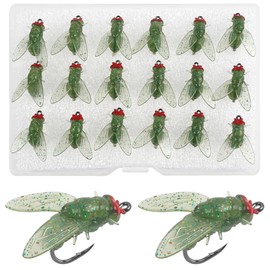 Bionic Fly Fishing Bait,18pcs/36pcs Trout Jig Swimbait Fly Hook Soft Bait Dry Flies Fly Fishing Lures Assortment Kit Attractant Fishing Gear Artificial Fishing Lure Panfish Lure Set (Green-18PCS)