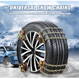 Snow Tire Chains, Universal Car Emergency Anti Slip Snow Chains, 6 Pack Winter Security Tire Chains, Tire Width 225-275mm(8.9-10.8 inch) for Most Cars/SUV/Trucks(Large)