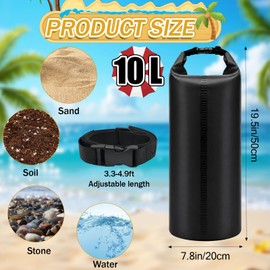 Hokoad 2 Pack Summer Beach Umbrella Sand Bags 500D PVC Beach Umbrella Weight Sand Anchor Bag, Fillable Sun Umbrella Sand Anchor Bags Canopy Tent Sandbags for Outdoor High Wind Resistant, 10L/25LB