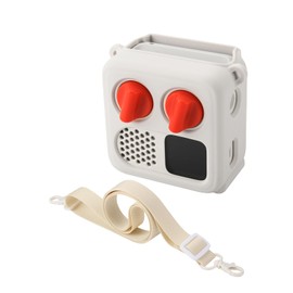 TXEsign Silicone Case Cover for Yoto Mini (2024 Edition), Travel Carrying Case with Adjustable Shoulder Strap Protective Cover for Yoto Mini Player(White Smoke)