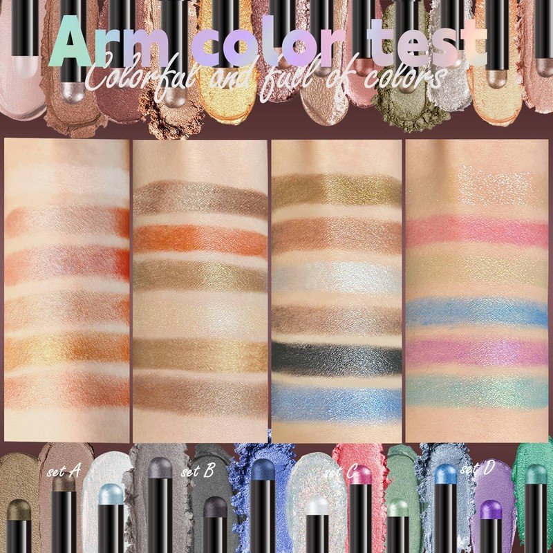 Shimmer Cream Eyeshadow Stick Set, 6 Warm Bronze Metallic Eye
