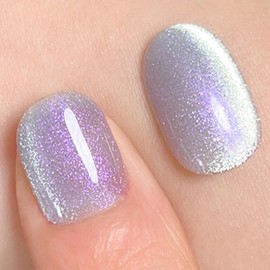 AHAMIOU Aurora Cat Eye Gel Polish Kits Crystal Broken Diamond Magnetic Nail Polish Set Holographic Cats Eyes Gel Nail Polish Shiny Glitter Gel,Aurora Purple