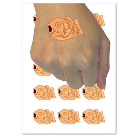 Taiyaki Japanese Fish Snack Temporary Tattoo Water Resistant Fake Body Art Set Collection - 54 1" Tattoos (1 Sheet)