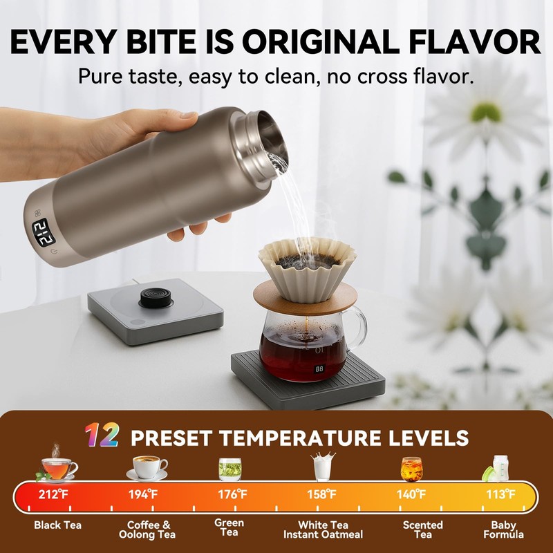 Pure Titanium Travel Kettle,Dual Voltage Portable Electric Kettle 110V-240V Smart