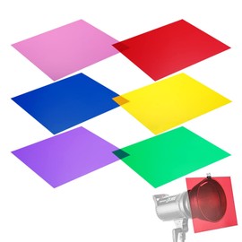 Pack of 6 Colour Films, Colour Film Gel, Colour Filter Film, Colour Correction, Transparent Lighting Films, Colour Filter, Heat Resistant Film for Lamps Coloured, Gel Colour Filter (29.7 x 21 cm)
