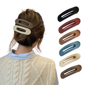 YAIYEFU Set of 5 Flat Hair Clips with Inner Grip Teeth, Non-Slip French Hair Clips for Women and Girls, Secure Hold for All Hair Types Thick/Thin/Long (5 Colors Set)