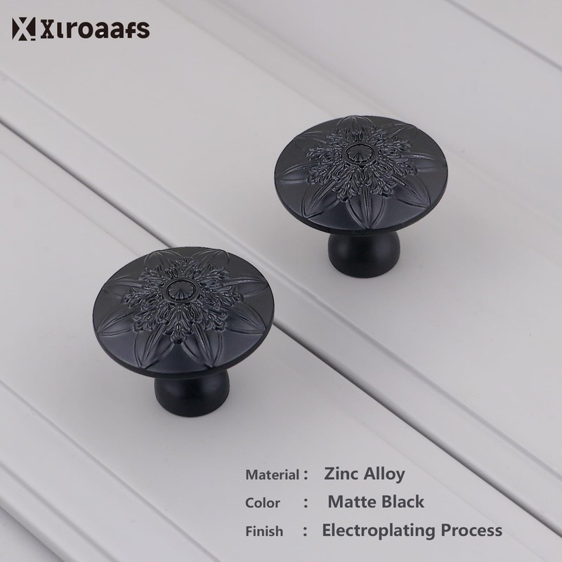 Xlroaafs 16 Pack Black Cabinet Hardware Knobs,1.4" Round Matte Black