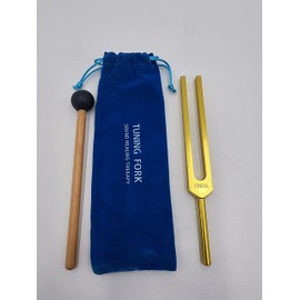 Pineal Gold Color Tuning Fork Kit with Striker and Velvet Pouch