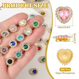 PATIKIL Heart Rhinestones Buttons, 40Pcs 16mm Sew on Rhinestones Crystal Heart Nail Charm Embellishment Flatback Diamond for Sewing DIY Clothing Wedding, Pink