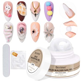 Bevimee Solid Builder Gel Non-Stick White Hard Gel for Nails, Multifunctional Builder Nail Gel as Gel Nail Glue for 3D Sculpting, Ideal for DIY Gel Nail Art at Home18g (0.63oz)