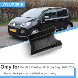 Coleya Centre Console Storage Box Compatible with VW UP/Seat Mii/Skoda Citigo 2013-2024, VW UP Accessories, Centre Armrest Glove Box, Armrest Organiser with Non-Slip Mat (Black)