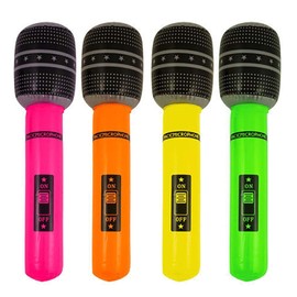 HENBRANDT 1 x Set of Two 40cm Party Time Neon Colour Inflatable Microphones (Colours May Vary)
