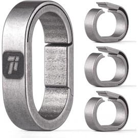 TIMULTI Titanium Key Chain, Key Ring, Carabiner, For Connecting, Mini Hook, Quick Release Connector, Gray / Continuous Ring Pack of 4