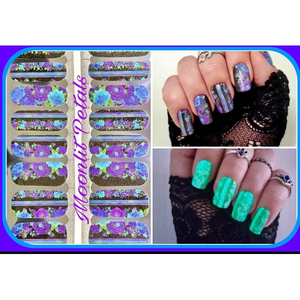 Color Nail Polish Strips, 16ct. Custom Moonlit Petals Read Description