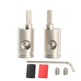 Amplifier Audio Amp Input Reducers 4 Gauge to 8 Gauge Offset Reducer Nickel Plated Brass Wire Terminal Connector 2PCS with Adhesive Heat Shrink Tube