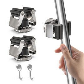 3-H Broom Mop Holder Wall Mounted,Magnetic Broom Hanger Wall Mount,4 Pack Broom Holder,Strong Magnetic Hook for Garage Garden Shed Storage System Laundry Room Home Kitchen Organization