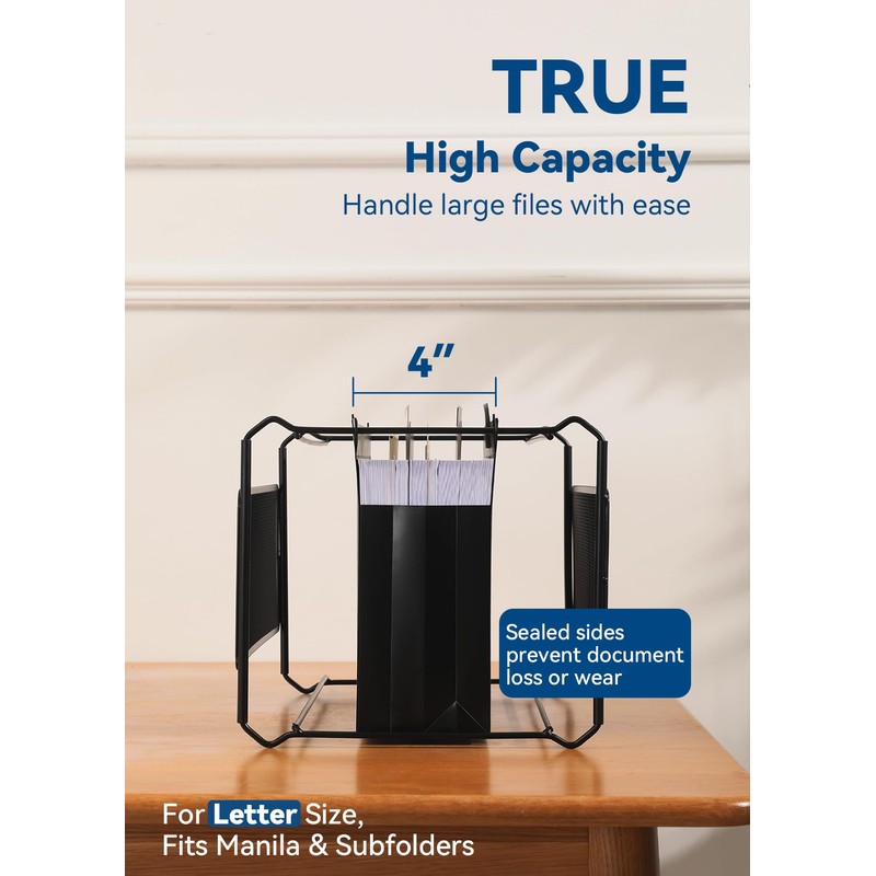 SortRax Plastic High Capacity Hanging File Folders, 4" Expansion for