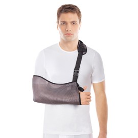 TOROS-GROUP Arm Sling Breathable with Soft Padded Shoulder Strap, Easily Adjustable Immobiliser, Simple Arm Strap, Breathable, Medical Grey, Medium