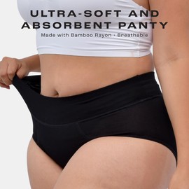 Bambody Absorbent Panties, Period Underwear for Women and Teens - All-Day Long - Overnight Protection- Postpartum, Leakproof - Large - 3 Pack: Black