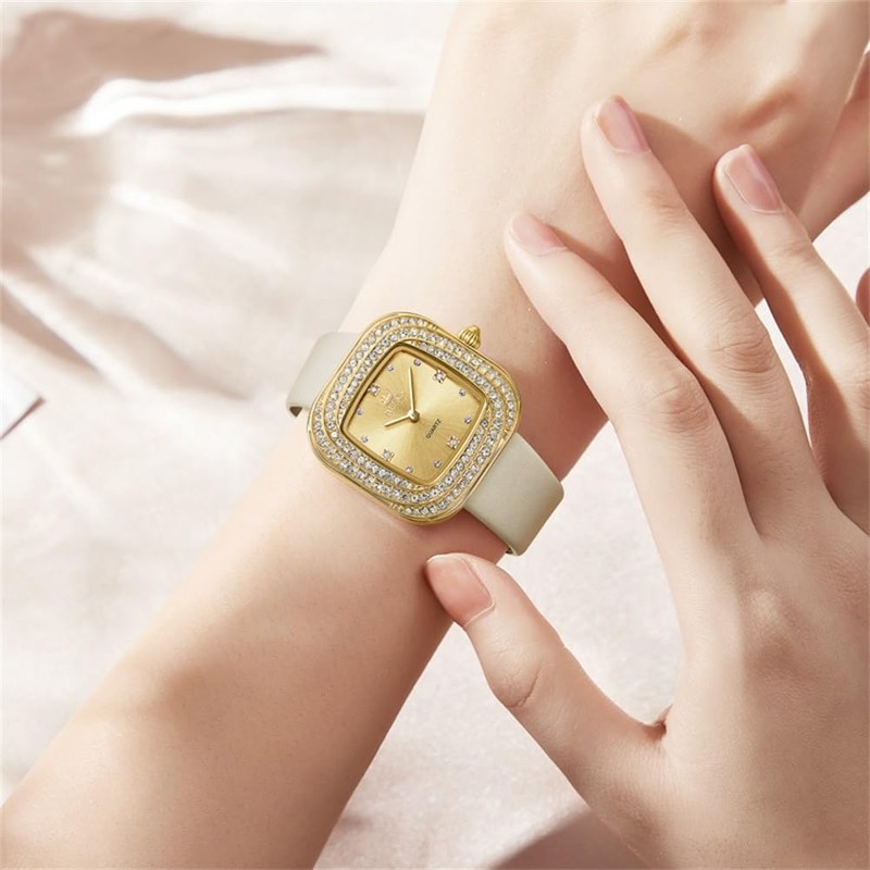 OLEVS Watch for Women Diamond Business Dress Female Watches White
