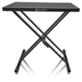 AXA AXCESSABLES AxcessAbles Lightweight 28x16 Portable DJ Table Stand | DJ booth with Double-X Keyboard Stand | DJ Laptop and Controller Stand | Midi Keyboard Stand | Audio Mixer Stand, DJ Desk, DJ Synth Stand