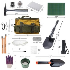 ASR Outdoor 13pc Geology Rock Hounding Kit with Mining Tools and Carry Bag