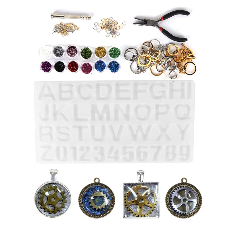 Crystal Epoxy Mold Kit DIY Alphabet Number Silicone Mould Necklace