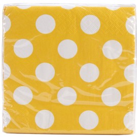 Yellow Polka Dot Beverage Napkins, 16ct
