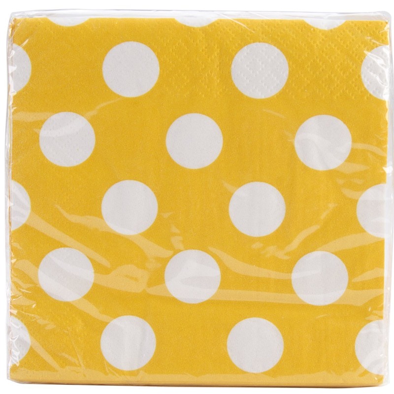 Yellow Polka Dot Beverage Napkins, 16ct