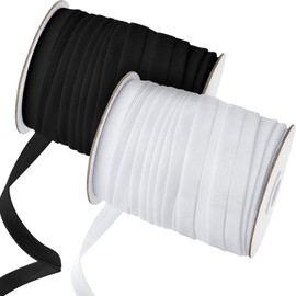 Jetec 2 Rolls Double Fold Bias Tape Bias, 1/2 Inch x 100 Yards Binding Tape DIY Garment Accessories for Sewing, Hemming, Seaming, Piping, Quilting (Black, White)