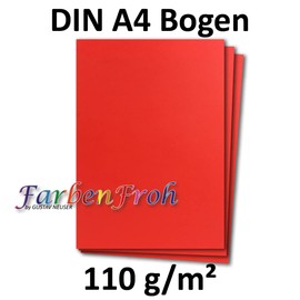 FarbenFroh by GUSTAV NEUSER 100 x DIN A4 Paper - Red - 110 g/m² - 21 x 29.7 cm - Writing Paper Craft Paper Coloured Paper Letter Sheet