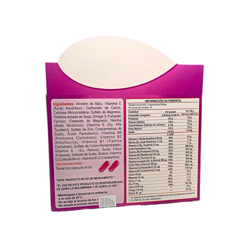 Natutech Prena Max 30 cápsulas Suplemento Cuidado Prenatal para Mujeres