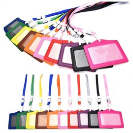 Horizontal Lanyard Card Holder & Business Card Wallet ID Tag Card Holder Black BL00131 100ea