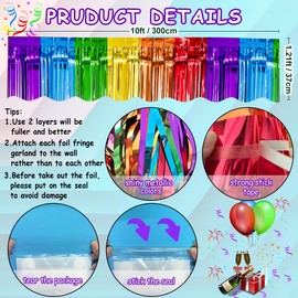 6 Pack 59Ft Rainbow Parade Floats for Trailer Car, Colorful Wavy Foil Fringe Garland Tinsel Streamers Hanging Banner Table Skirts for Graduation Homecoming Holiday Birthday Pride Party (Rainbow)