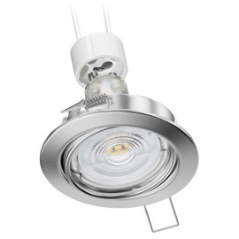 ledscom.de FERE Recessed Ceiling Spotlight Fitting Frame Chrome Matt Swivelling GU10 LED Lamp 510 lm 50° Warm White