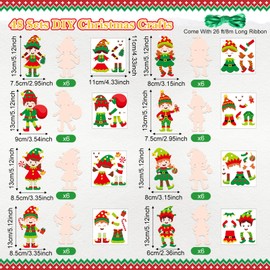 Chiisong 48 Pcs Christmas Craft Kits for Kids DIY Christmas Ornament Kit Make Your Own Xmas Arts and Crafts Xmas Elf Decor with Stickers for Xmas Holiday Class Home Party Favors Supplies (Elf)
