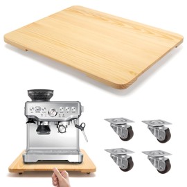 360° Rolling Tray for Coffee Maker, Sliding Tray Countertop Appliance Slider with Rubber Wheels for Heavy Kitchen Appliances, Easily from Under Cabinet (13”W x 16”D, Natural)