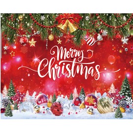 Dudaacvt 8x6ft Snowflake Christmas Backdrop for Winter New Year Eve Photography Family Party Birthday Glitter Bokeh Sparkle Red Merry Xmas Background Baby Shower Decoration Photo Booth Props