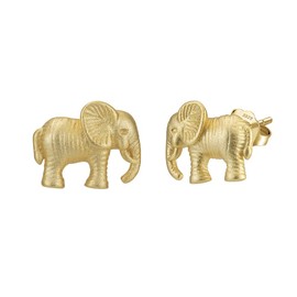 Fajewellery Elephant Stud Earrings 925 Sterling Silver / Golden Elephant Earrings for Women Girls with Gift Box, Silver, No Gemstone