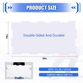 Maasechs 3 Pack Dryland Hockey Ice Tiles, 19 x 38 Inch Large Synthetic ice Tiles Artificial Double Sided Hockey Shooting Pads outdoo Rink for Shooting Passing Practices