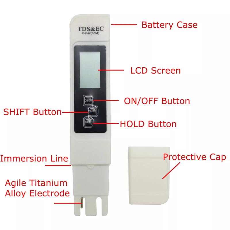 TECHTONGDA Portable TDS Meter Digital Tester Water Conductivity Temperature Test