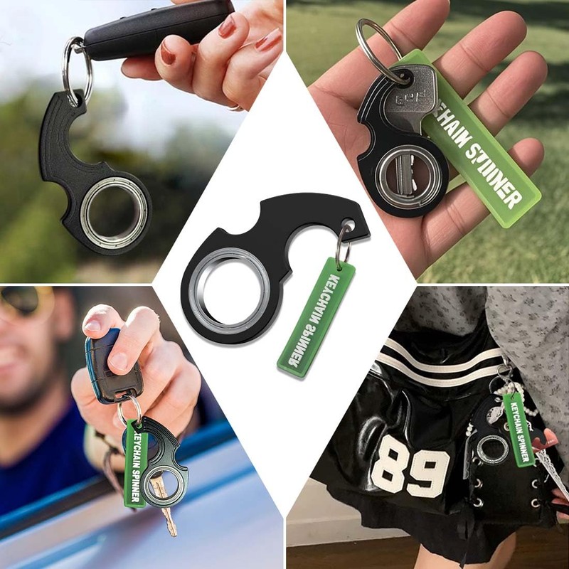 LAJUP Decompression Key Ring, Rotating Ring Toy, Rotating Key Ring,