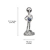 UFO Alien Holding Faceted Crystal Ball Pewter Statue
