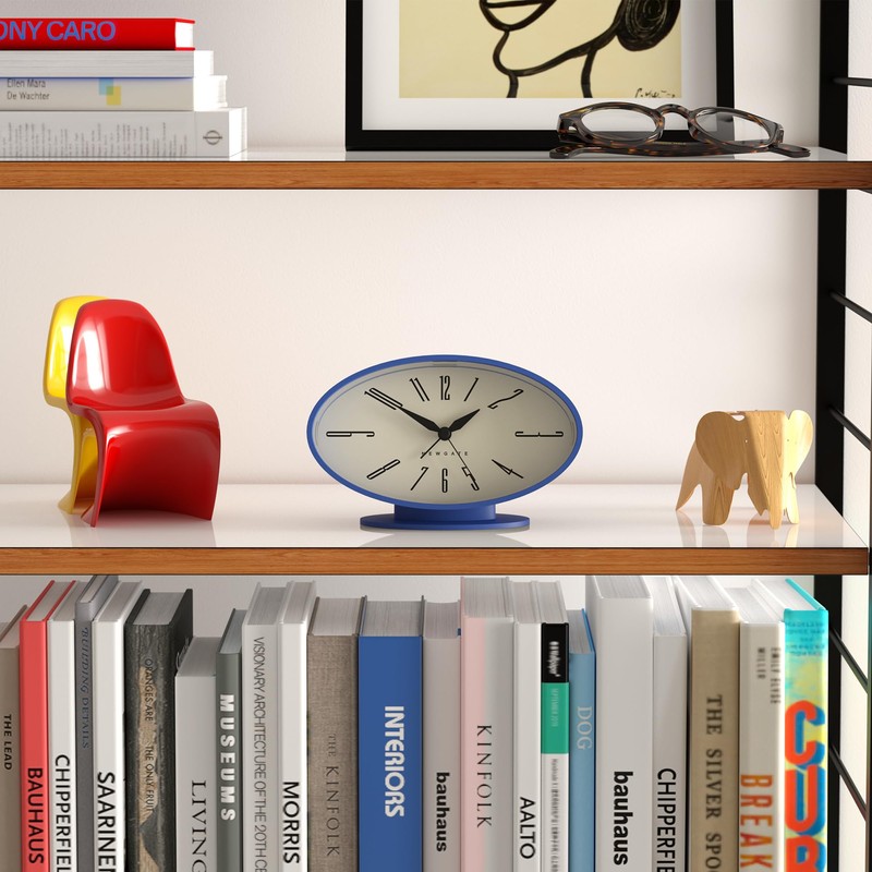 NEWGATE® ‘Ronnie’ Retro Oval Alarm Clock in Blue Soft Touch