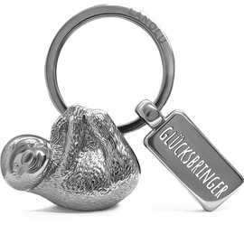 LANOLU Sloth Key Ring Animals Metal with Engraving Lucky Charm, Sloth Keychain, Kawaii Animal Key Ring Best Friend with 3D Figure Sloth Pendant, Sloth Gift Ideas, silver