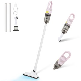 SIPPON 6-in-1 Lightweight Stick Vacuum Cleaner with 100W Powerful Motor, Mini Portable Household Handheld Vacuum Cleaner for Domestic Hard Floors, Carpets and Pet Hair(Pink Cordless)